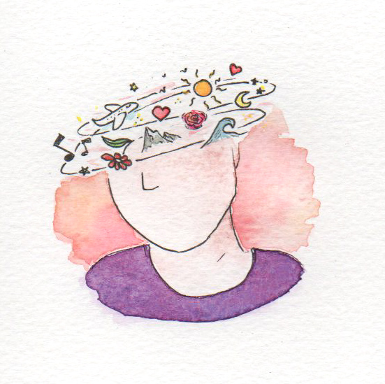 Aquarelle représentant la marque Une mélodie dans le tête.